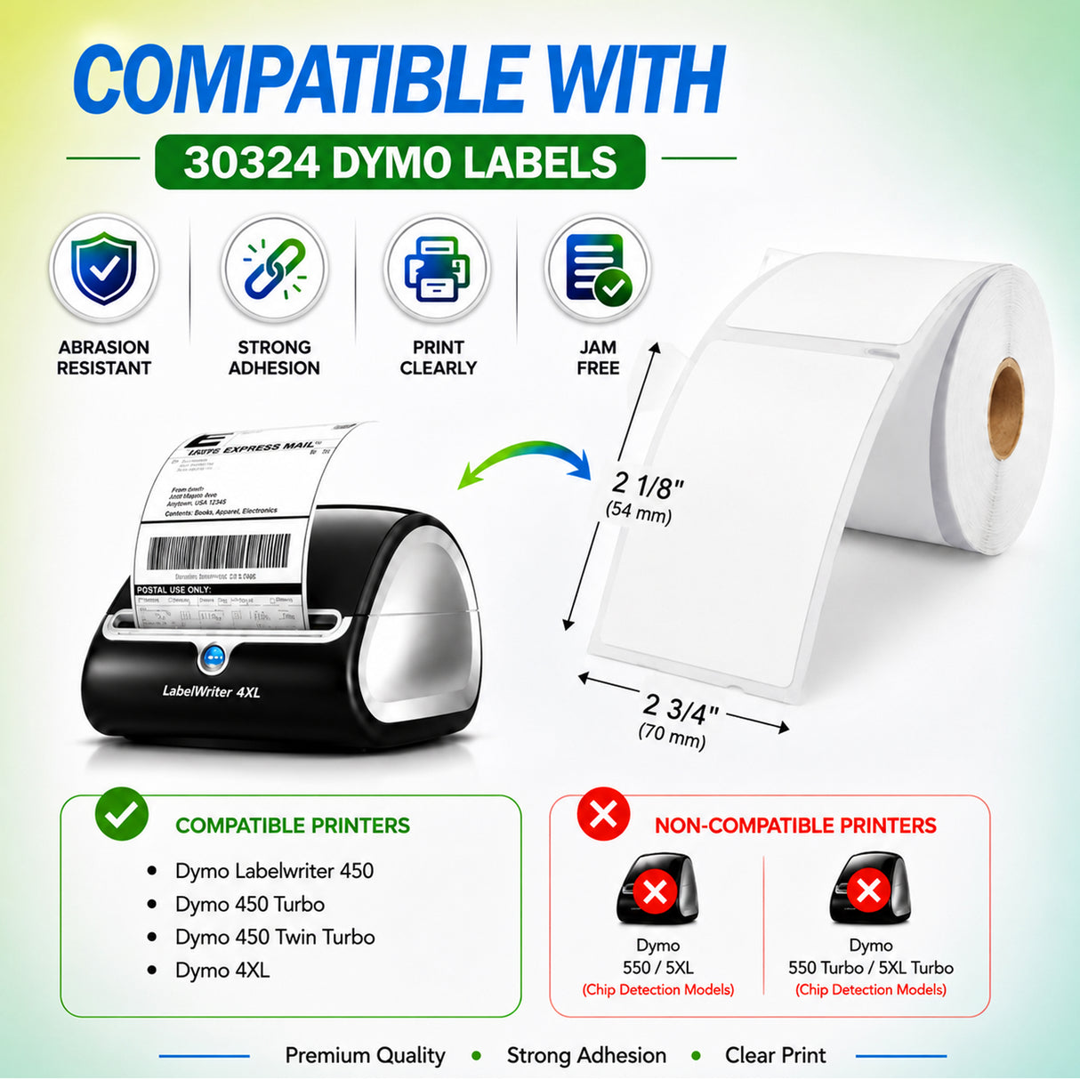 30324 Media Labels Compatible with Dymo LabelWriter â 2-1/8" x 2-3/4" | Crisp Print | Strong Adhesive | Jam-Free | 400 Labels Per Roll