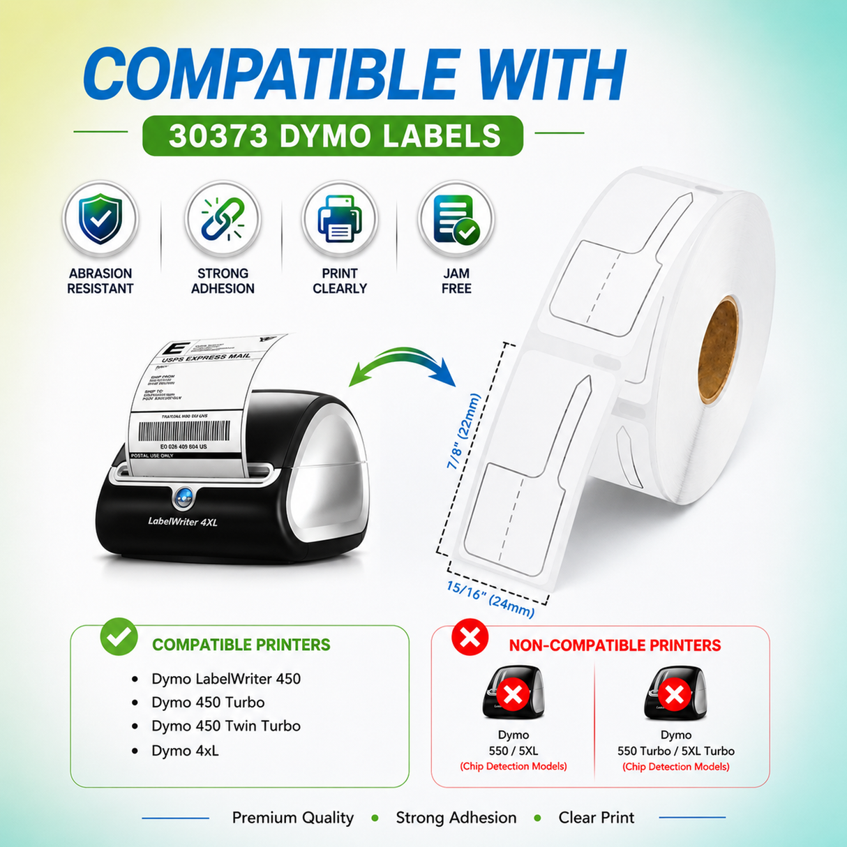 30373 Price Tag/Jewelry Labels Compatible with Dymo LabelWriter - 7/8” x 15/16”– Crisp Print | Strong Adhesive | Jam-Free | 400 Labels Per Roll