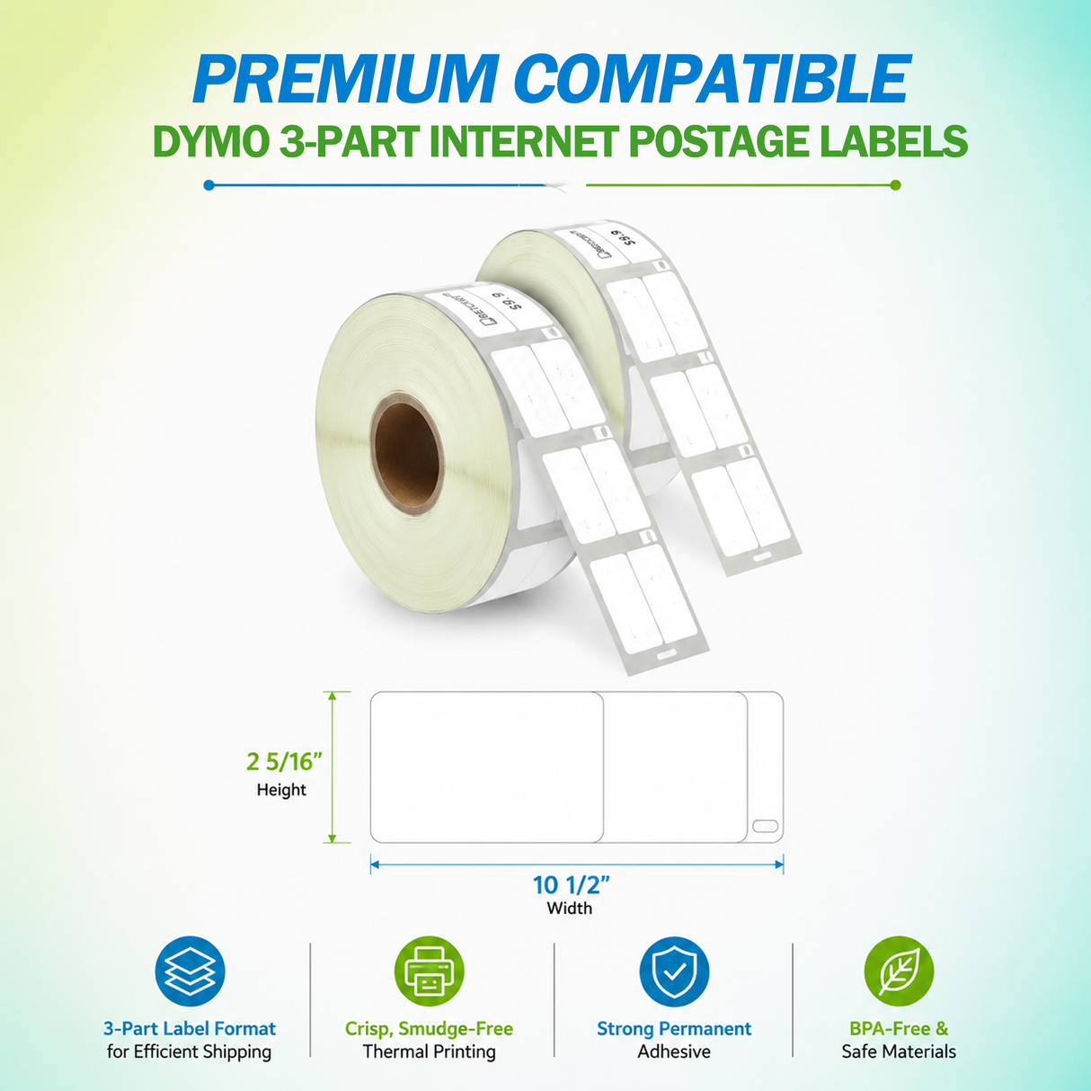30387 3-Part Internet Postage Labels Compatible with Dymo LabelWriter ā 2 5/16ā³ In Height X 10 1/2ā³ | Crisp Print | Strong Adhesive | Jam-Free | Shipping & Postage Ready | 100 Labels Per Roll