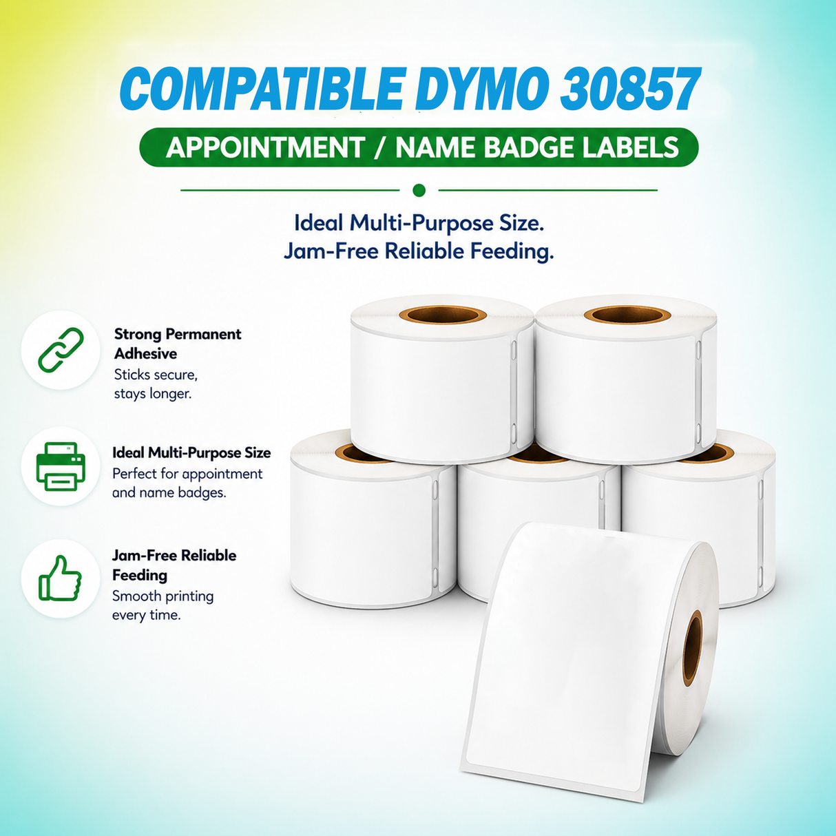 30857 Name Badge Labels/Appointment Labels Compatible with Dymo LabelWriter ā 2-1/4" x 4" | Crisp Print | Strong Adhesive | Jam-Free | 250 Labels Per Roll