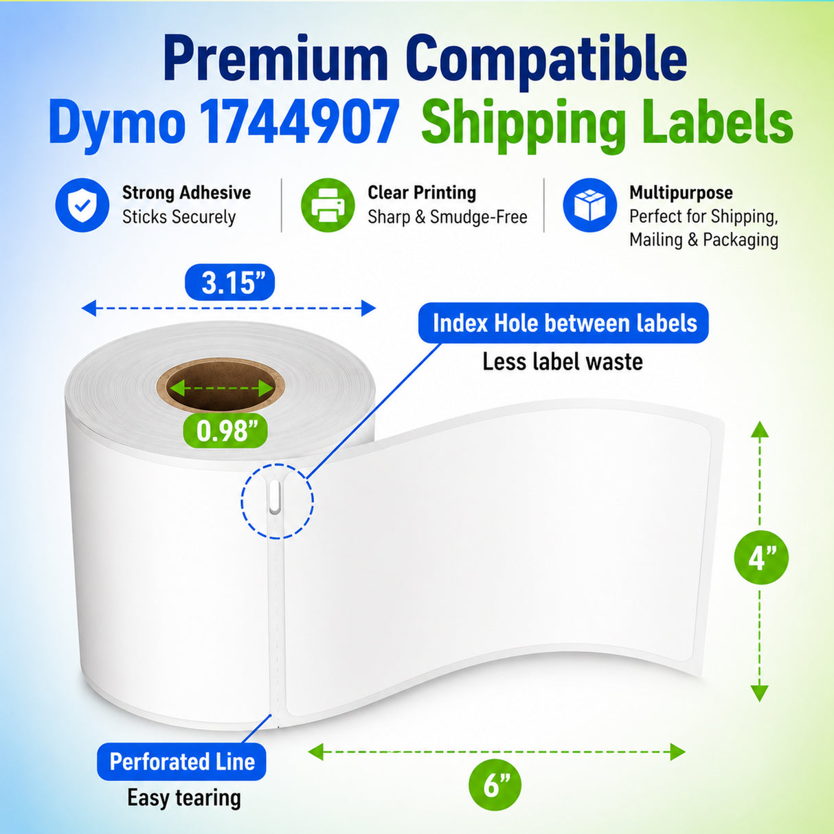 1744907 Shipping Labels Compatible with Dymo LabelWriter – 4" x 6" | Crisp Print | Strong Adhesive | Jam-Free | 220 Labels Per Roll