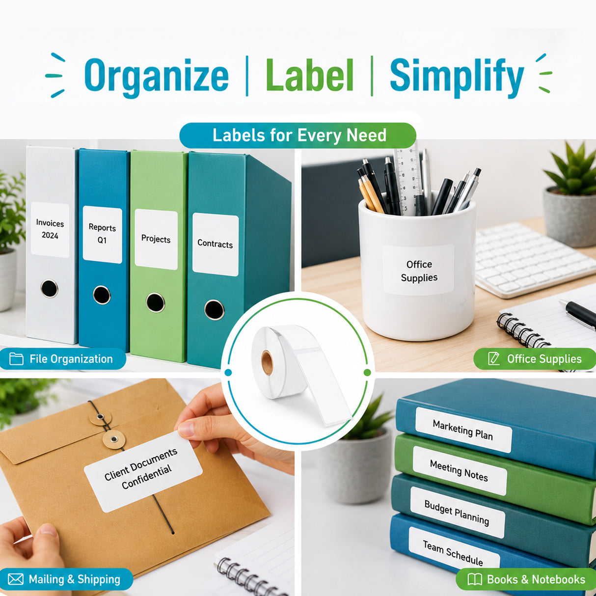 30321 Premium Compatible Dymo Multipurpose Labels ā 3-1/2" x 1-4/10" | Sharp Print | Strong Adhesive | Jam-Free | 260 Labels/Roll