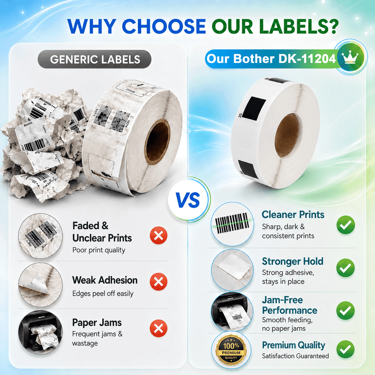Brother DK-1204 Compatible Return Address Labels ā 0.66" x 2.1" | Crisp Print | Strong Adhesive | Jam-Free | 400 Labels Per Roll