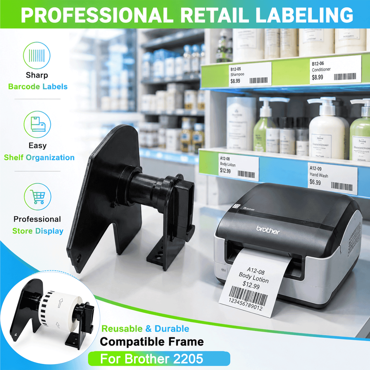 Brother DK 2205-Plastic Frame ONLY for 2205 Continuous Labels - Plastic Frame | Reusable | Jam-Free