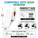 30320 Address Labels Compatible with Dymo– 1-1/8" x 3-1/2" | Crisp Print | Strong Adhesive | Jam-Free| 260 Labels Per Roll