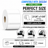 30334 Multipurpose Labels Compatible with Dymo LabelWriter– 2-1/4" x 1-1/4" | Clear Print | Strong Adhesive | Jam-Free | 1,000 Labels/Roll