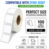 30387 3-Part Internet Postage Labels Compatible with Dymo LabelWriter – 2 5/16″ In Height X 10 1/2″ | Crisp Print | Strong Adhesive | Jam-Free | Shipping & Postage Ready | 100 Labels Per Roll
