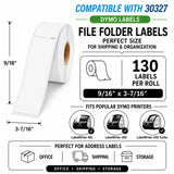 30327 File Folder Labels Compatible with Dymo LabelWriter– 9/16" x 3-7/16" | Crisp Print | Strong Adhesive | Jam-Free | 130 Labels Per Roll