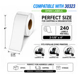 30323 Shipping Labels Compatible with Dymo LabelWriter – 2-1/8" x 4" | Crisp Print | Strong Adhesive | Jam-Free| 240 Labels Per Roll