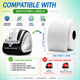 30270 Receipt Paper Rolls Compatible with Dymo  | Crisp Print | 2-7/16" (inches) x 300' (feet) Long | Jam-Free| Crisp Print