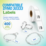 30373 Price Tag/Jewelry Labels Compatible with Dymo LabelWriter - 7/8” x 15/16”– Crisp Print | Strong Adhesive | Jam-Free | 400 Labels Per Roll