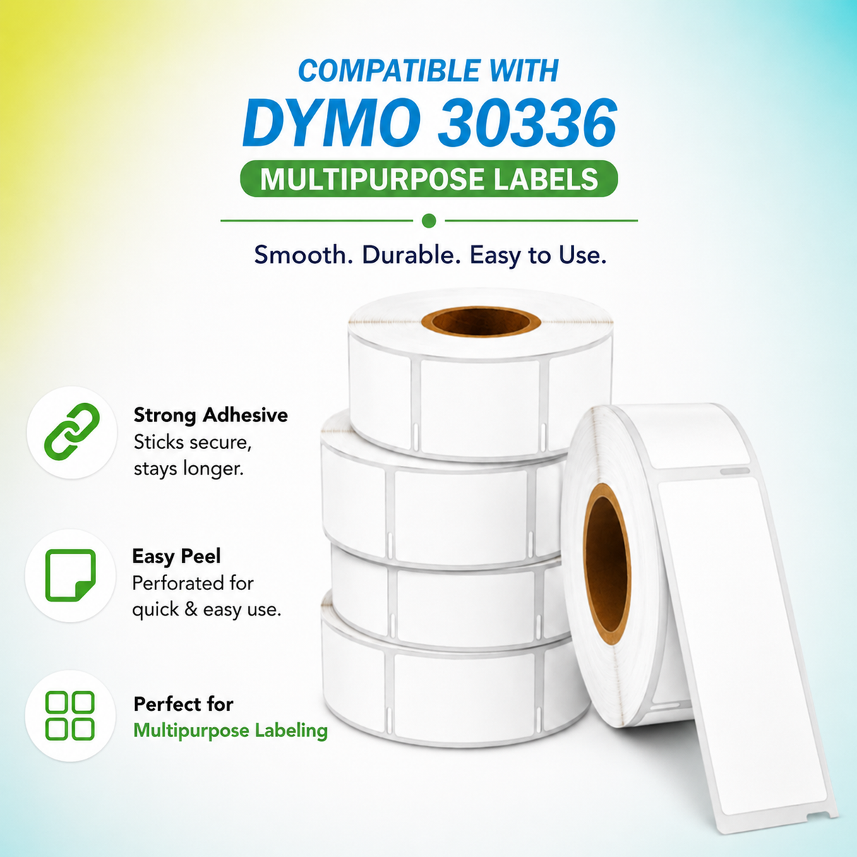 30336 Multipurpose Labels Compatible with Dymo LabelWriter |   1” x 2 1/8”– Crisp Print | Strong Adhesive | Jam-Free | 500 Labels Per Roll