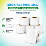 30857 Name Badge Labels/Appointment Labels Compatible with Dymo LabelWriter – 2-1/4" x 4" | Crisp Print | Strong Adhesive | Jam-Free | 250 Labels Per Roll
