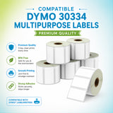 30334 Multipurpose Labels Compatible with Dymo LabelWriter– 2-1/4" x 1-1/4" | Clear Print | Strong Adhesive | Jam-Free | 1,000 Labels/Roll