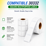 30332 Multipurpose Labels Compatible with Dymo LabelWriter – 1" x 1" | Crisp Print | Strong Adhesive | Jam-Free | 750 Labels Per Roll