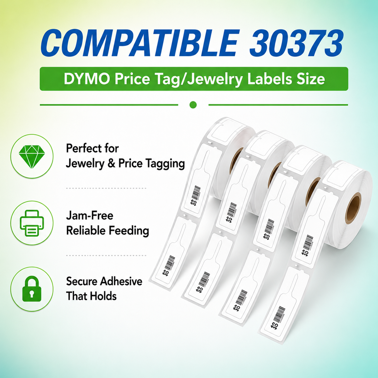 30373 Price Tag/Jewelry Labels Compatible with Dymo LabelWriter - 7/8” x 15/16”– Crisp Print | Strong Adhesive | Jam-Free | 400 Labels Per Roll