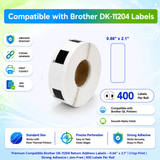 Brother DK-1204 Compatible Return Address Labels – 0.66" x 2.1" | Crisp Print | Strong Adhesive | Jam-Free | 400 Labels Per Roll