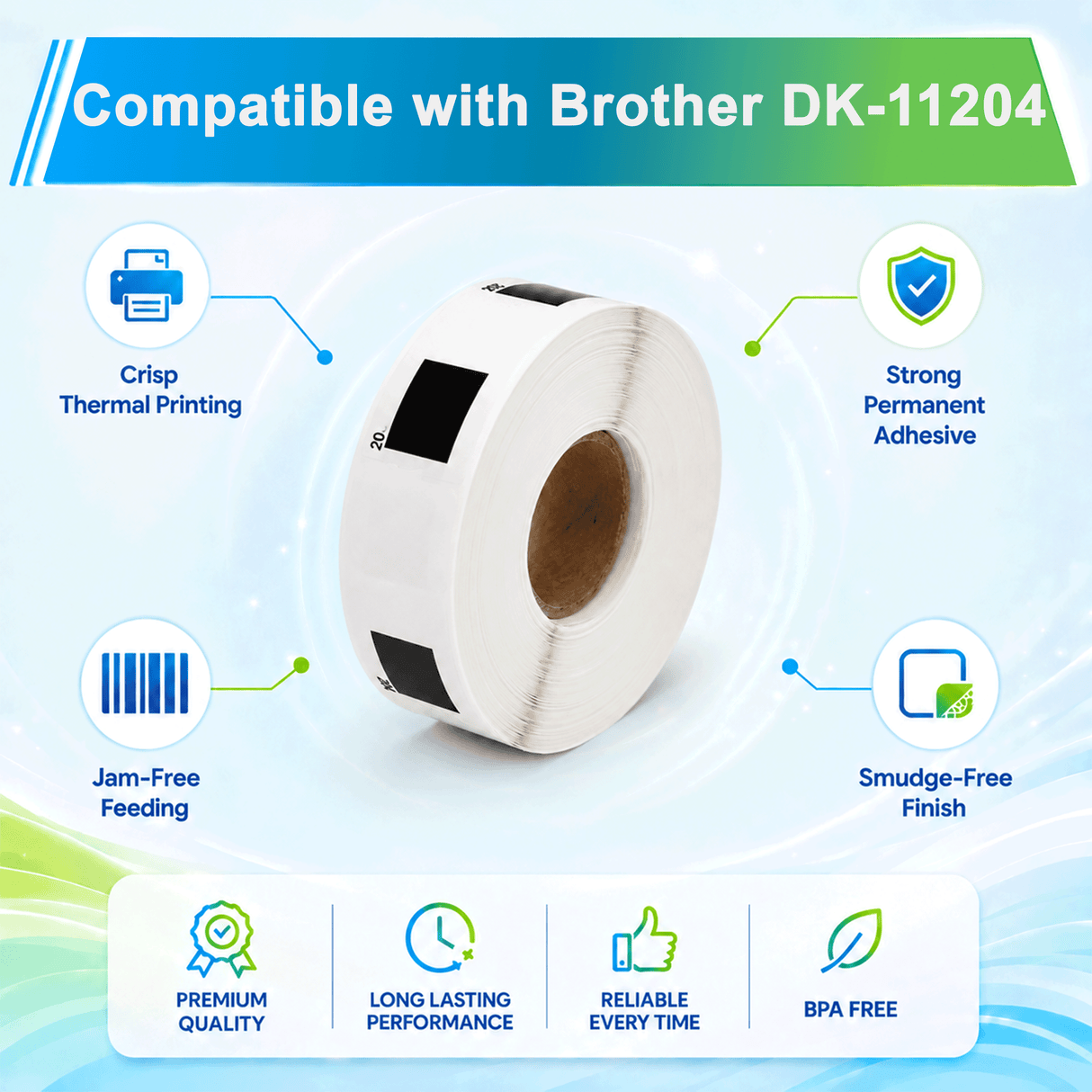 Brother DK-1204 Compatible Return Address Labels – 0.66" x 2.1" | Crisp Print | Strong Adhesive | Jam-Free | 400 Labels Per Roll