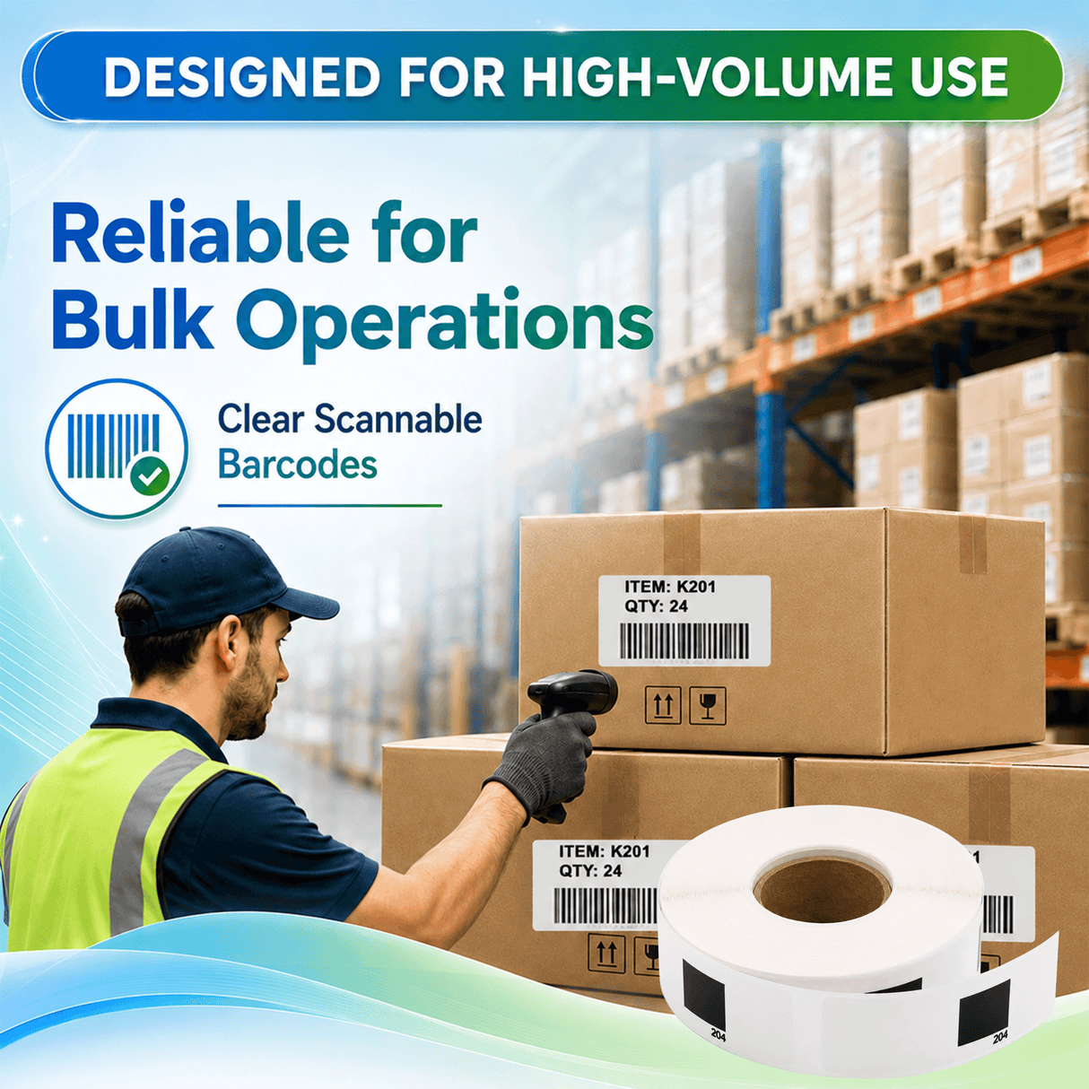 Brother DK-1204 Compatible Return Address Labels – 0.66" x 2.1" | Crisp Print | Strong Adhesive | Jam-Free | 400 Labels Per Roll
