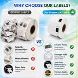 Brother DK-1209 Compatible Large Address Labels – 1.1" x 2.4" | Crisp Print | Strong Adhesive | Jam-Free | 800 Labels Per Roll