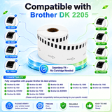 Brother DK-2205 Premium Compatible Continuous Paper Labels – 2.4" x 100 ft | Crisp Print | Strong Adhesive | Jam-Free