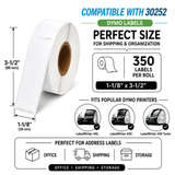 30252 Address Labels Compatible with Dymo  – 1-1/8" x 3-1/2" | Crisp Print | Strong Adhesive | Jam-Free| 350 Labels/Roll