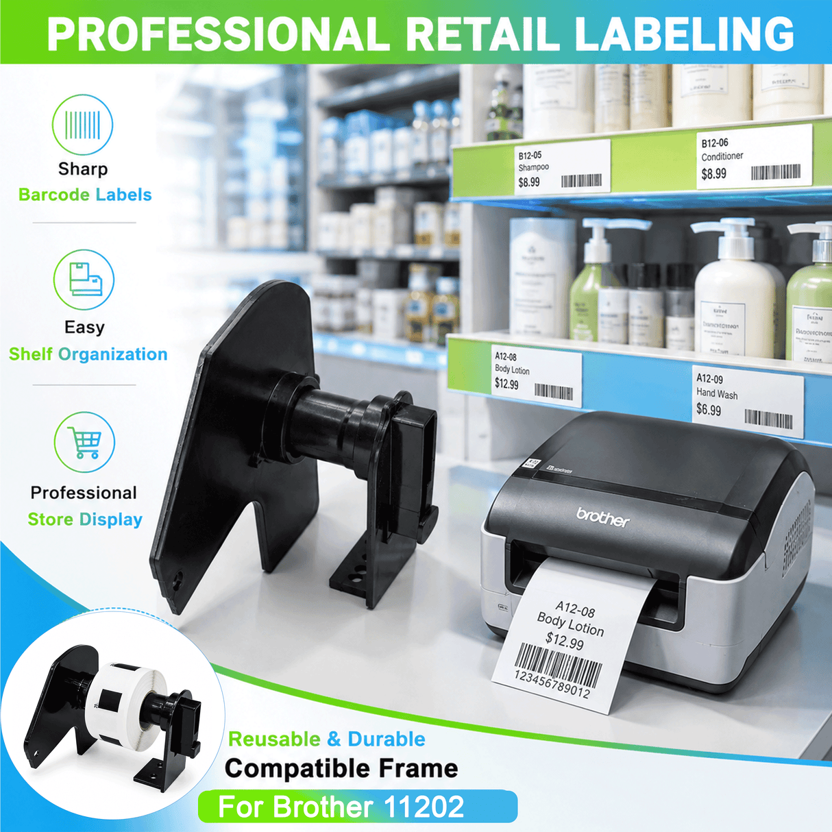 Brother DK 1202 - Plastic Frame ONLY - Plastic Frame | Reusable | Jam-Free