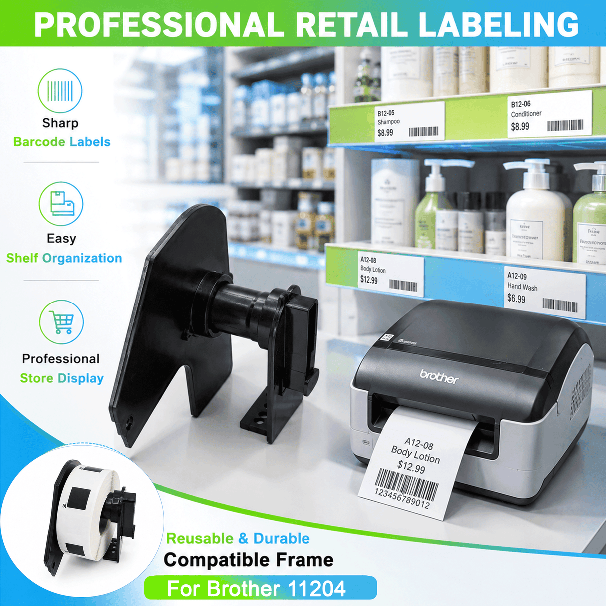 Brother DK 1204 - Plastic Frame ONLY - Plastic Frame | Reusable | Jam-Free