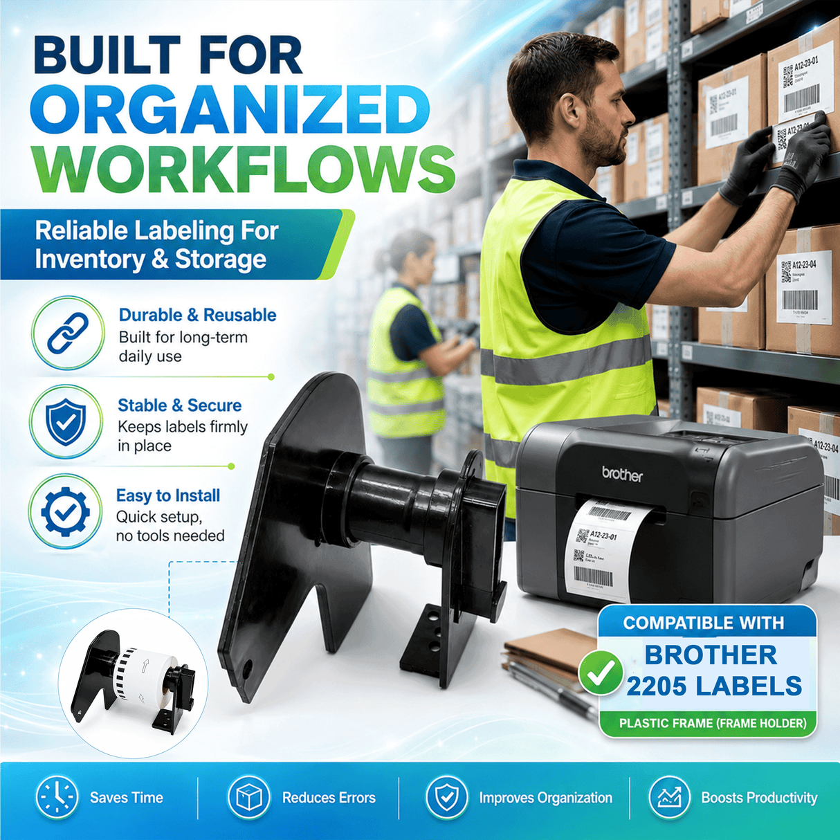 Brother DK 2205-Plastic Frame ONLY for 2205 Continuous Labels - Plastic Frame | Reusable | Jam-Free