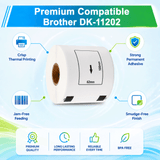Brother DK-1202 Compatible Shipping / Multipurpose Labels – 2.4" x 4" | Crisp Print | Strong Adhesive | Jam-Free | 300 Labels Per Roll