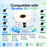 Brother DK-1201 Compatible Multipurpose / Return Address Labels – 1.1" x 3.5" | Crisp Print | Strong Adhesive | Jam-Free | 400 Labels Per Roll