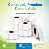 30321 Premium Compatible Dymo Multipurpose Labels – 3-1/2" x 1-4/10" | Sharp Print | Strong Adhesive | Jam-Free | 260 Labels/Roll